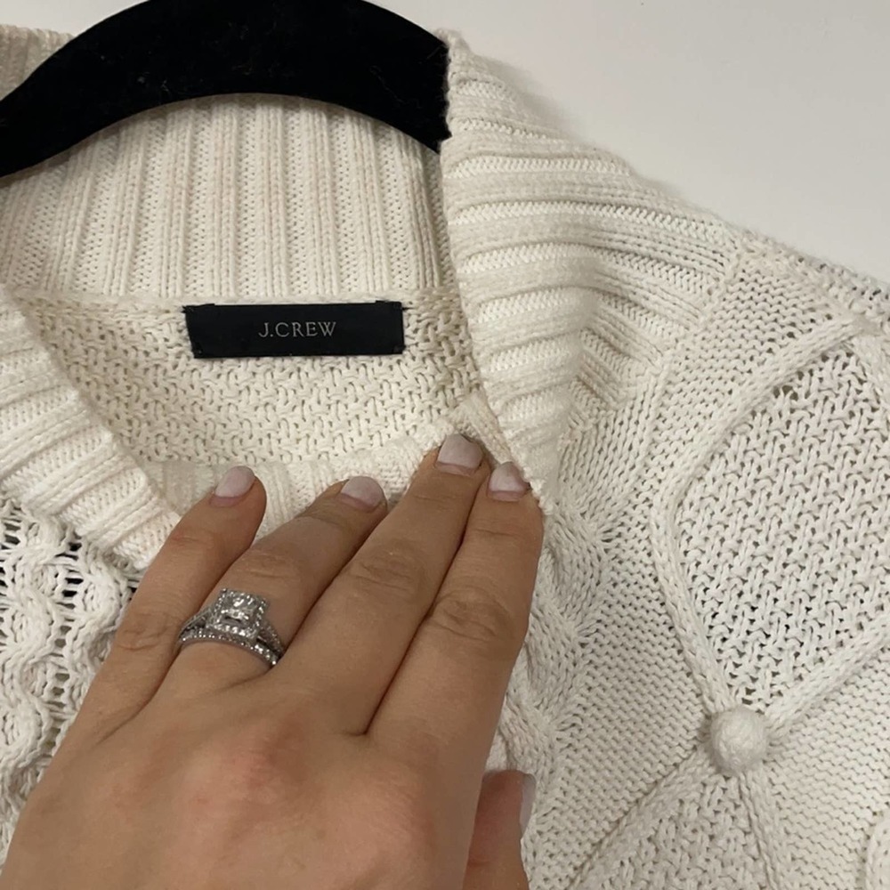 JCrew Swingy cable-knit mockneck sweater AU220 white large popcorn - Picture 4 of 5